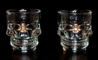 Halloween Holiday Retro Skull Shot Glass Set Day Of The Dead Spooky Barware
