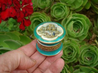 Antique,  (ca 1870) miniature Prattware lip salve or rouge jar,  pot lid 3
