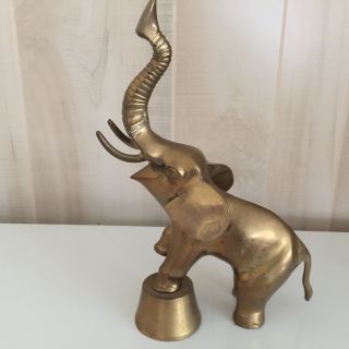 12 " Brass Circus Elephant Heavy Statue Figurine Trunk Up Vtg