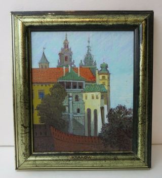 Jozef Golab Oil Painting Wawel Medieval Castle Krakow Poland Polish Artist Sgnd