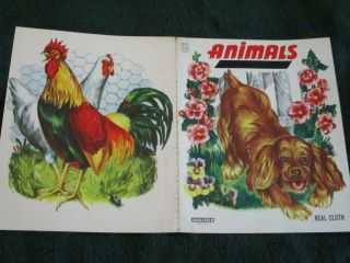 Sheep 1950 ' s Real Cloth Book Art and Matching Complete Book 3