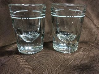 6 Vintage Libbey Clear Fluted Heavy Bottom Shot Glass With White Line Set Of 2