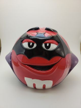 M&m Red Character With Bat Mask Ceramic Candy Jar M&m 