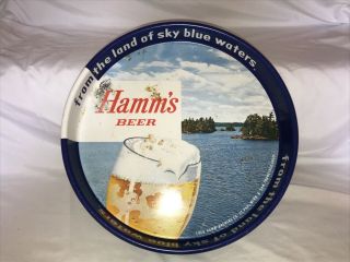 Hamm’s Beer Metal Serving Tray 13 1/4 " Vintage " From Land Of Sky Blue Waters "