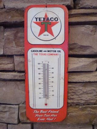 Vintage Retro Style Texaco Thermometer Sign Garage Oil Gas Man Cave Bar