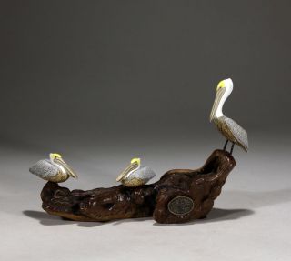 Pelican Triad Sculpture Direct From John Perry 5in Long Figurine Art Decor