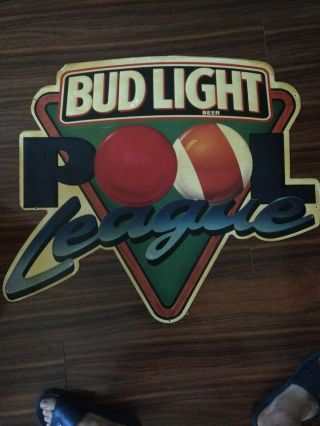 1993 Bud Light Metal Beer Sign Pool League Bar Man Cave Garage Large 35 X 30.  5