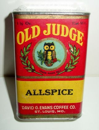 Old Judge Allspice Spice Tin - David G.  Evans Coffee Co.  - St.  Louis,  Mo