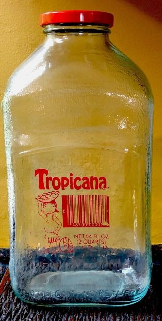 Vintage Tropicana Orange Juice 64fl Oz Bottle With Lid Cap Top