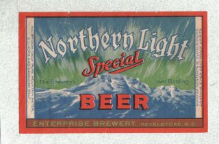 Beer Label - Canada - Northern Special Light - Enterprise Bry.  - Revelstoke,  Bc