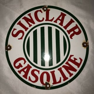 Vintage Porcelain Sinclair Gas Pump Plate Sign Service Station Oil