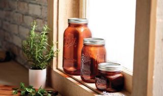 Ball Elite Mason Jars Glass Wide Mouth Amber 64oz Set Of 2,  Herbs & Spices 4