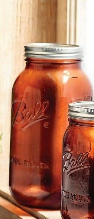 Ball Elite Mason Jars Glass Wide Mouth Amber 64oz Set Of 2,  Herbs & Spices 5