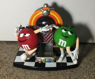 Vintage M&m Red And Green Rock N Roll Jukebox Candy Dispenser Collectible