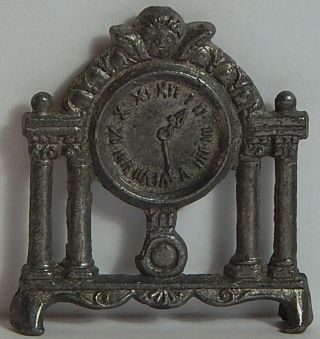 Vtg Pre - 1910 Cracker Jack Mantle Clock Metal Cherub Top Prize