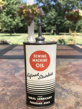 Vintage White Sewing Machine Oil Lead Top Can - - Vgc