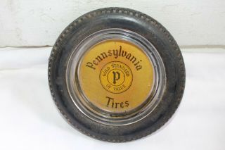 Antique Vintage Pennsylvania Tires Gas Station Rubber & Glass Ashtray Sign