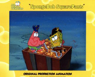 Great Image Rare " The Very Best " Spongebob Production Cel 5981 " Arrgh "