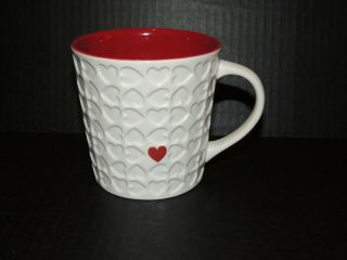 Starbucks Embossed Heart Coffee Mug 2007 Quilted Large 16 Oz Cup One Red Heart