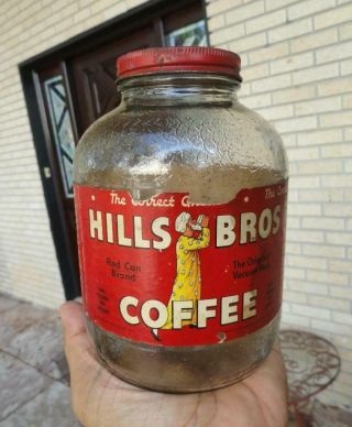 HILLS BROS COFFEE 1 POUND JAR The Correct Grind RED CAN BRAND 1939 - 1942 5