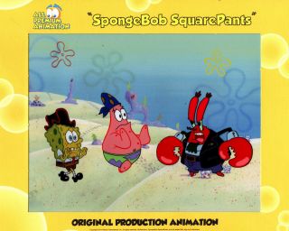 Huge All 3 Guys " The Very Best " Spongebob Production Cel 6498 " Arrgh "