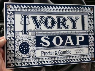 Vintage Old Ivory Soap Proctor And Gamble Porcelain Sign