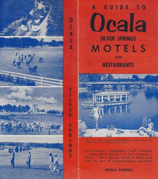 Ocala & Silver Springs Florida Vintage Guide To Motels And Resaurants Keyed Map