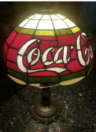 Tiffany Style Coca Cola Coke Faux Stained Glass Lamp 16 "