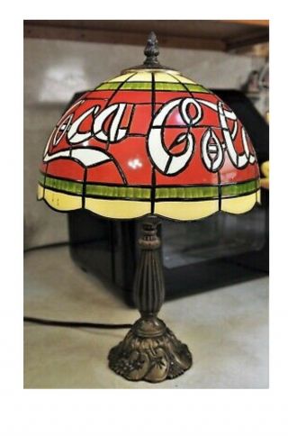 TIFFANY Style COCA COLA COKE FAUX STAINED GLASS LAMP 16 