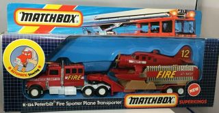 Matchbox K - 134 Superkings Peterbilt Fire Spotter Plane Transporter -