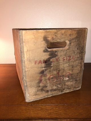 Vintage Wooden Drink Coca Cola In Bottle Crate Handles Family Size Box Old Decor 4