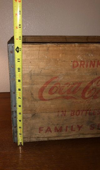 Vintage Wooden Drink Coca Cola In Bottle Crate Handles Family Size Box Old Decor 8