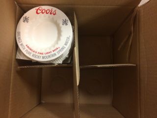 1/4 Case 24 qty Vintage 1970 ' s Coors Beer Company Promotional Ceramic Ashtrays 2