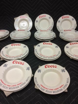 1/4 Case 24 qty Vintage 1970 ' s Coors Beer Company Promotional Ceramic Ashtrays 5