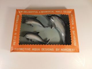 Norcrest Wall Accent Decor,  Dolphins,  Old Stock,  Set Of 3