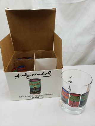 Andy Warhol Campbell’s Soup Can Art Tumbler Highball Glasses Block Set Of 4