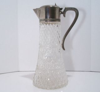 Vintage Large Silver Plated And Cut Glass Decanter