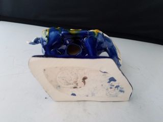 Vtg Glazed ceramic porcelain BLUE HORSE W/SADDLE FIGURINE CHINA 014 Hallmarked 7