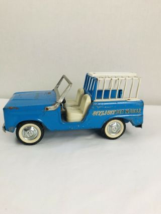 Vtg 1960s Ford Bronco Blue NYLINT Pet Mobile Cage Steel 8200 Sportsman Truck 2