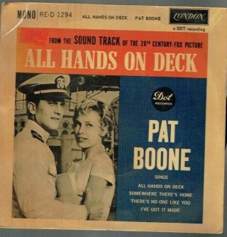 Pat Boone All Hands On Deck Film S/tk Ep Londo Re - D 1294 1960