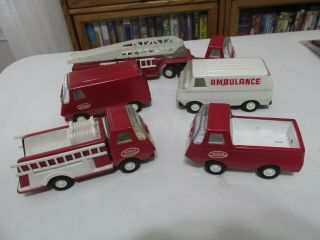 Vintage Tiny - Tonka Fire Department Set No.  830 Complete 5 Piece Set Cond.