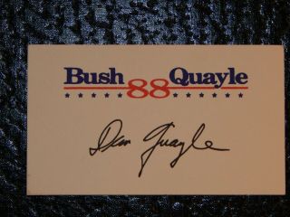 1988 Vice President Dan Quayle Signed 1 1/4 X 4 Inch Card