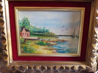 2 Vintage Framed Seascape Oil Paintings 1951 Or 1957 On Picture No Glass