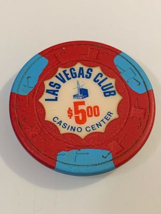 Las Vegas Club $5 Casino Chip Las Vegas Nevada 3.  99