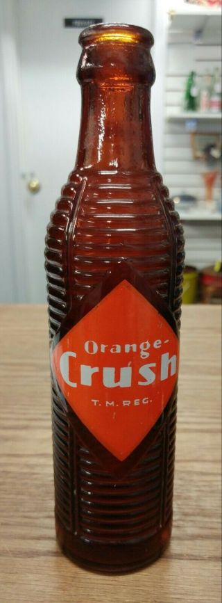 Vintage Brown Orange Crush 7 Oz Pop Bottle