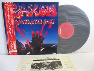 Saxon Power & The Glory Lp Vinyl Japan Warner Pioneer Carrere P - 11335 W/ Obi