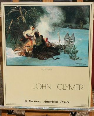 John Clymer Poster,  Night Visitors 1983 27 By 23,  Wolves