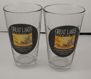 2 Great Lakes Brewing Co Commodore Perry Pint Beer Glasses