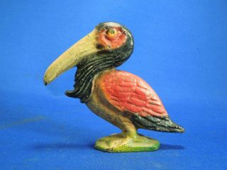 Antique Figural Cast Iron Toucan Parrot Pelican Bottle Opener W/ Paint