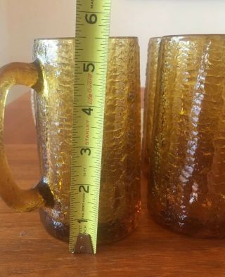(4) Vintage Amber Glass Tree Bark Beer Mugs,  Steins,  Glasses Indiana Glass 5